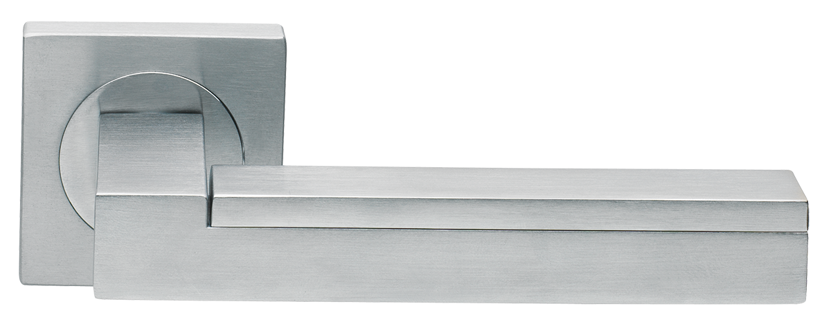 Ручка дверная ISLAND S2 CSA раздельная на квадратной розетке, цвет - матовый хром, латунь фото купить в Уральске