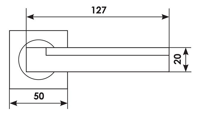 Ручка дверная ISLAND S2 CSA раздельная на квадратной розетке, цвет - матовый хром, латунь фото фурнитура Уральск