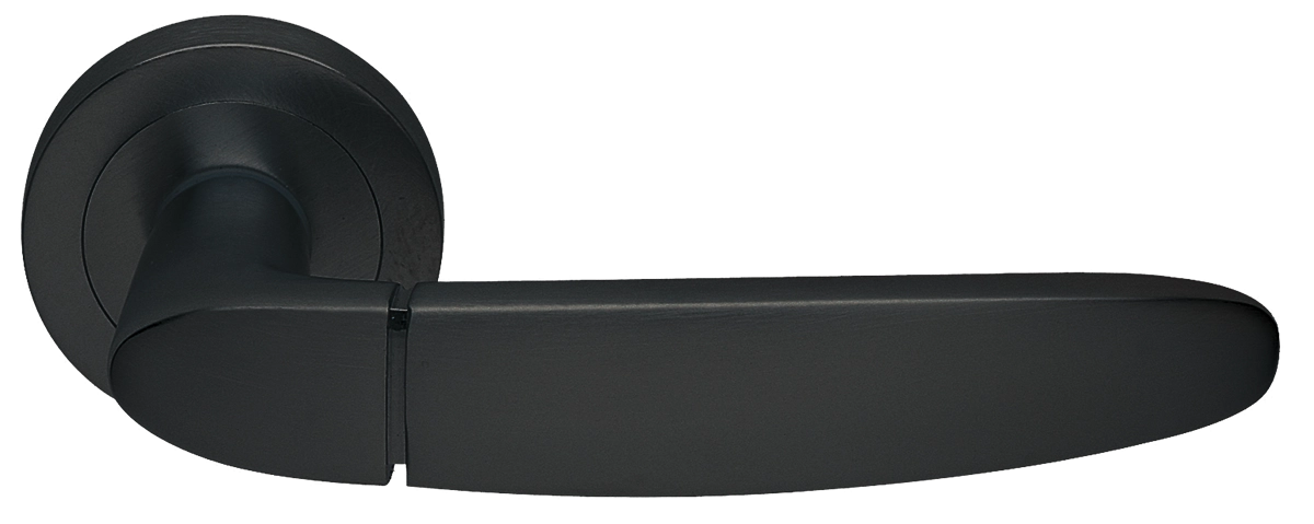 Ручка дверная SAIL R2 NERO раздельная на круглой розетке, цвет - черный фото 1 Ручка дверная SAIL R2 NERO раздельная на круглой розетке, цвет - черный фото купить Уральск