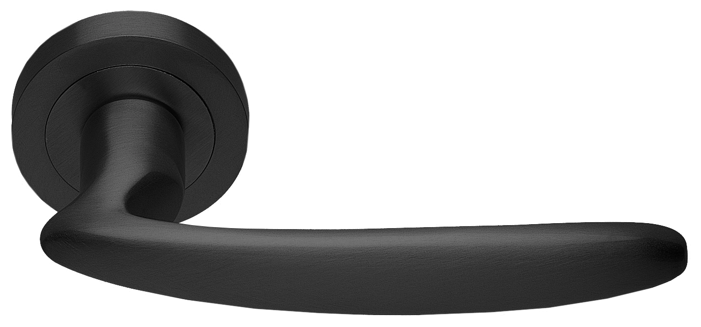 Ручка дверная FLAMINGO R2 NERO раздельная на круглой розетке, цвет - черный фото 1 Ручка дверная FLAMINGO R2 NERO раздельная на круглой розетке, цвет - черный фото купить Уральск