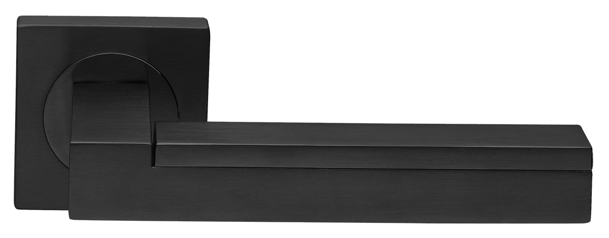 Ручка дверная ISLAND S2 NERO раздельная на квадратной розетке, цвет - черный фото купить Уральск