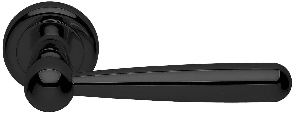 Ручка дверная PINOKKIO R4 NERO раздельная на круглой розетке, цвет - черный фото 1 Ручка дверная PINOKKIO R4 NERO раздельная на круглой розетке, цвет - черный фото купить Уральск