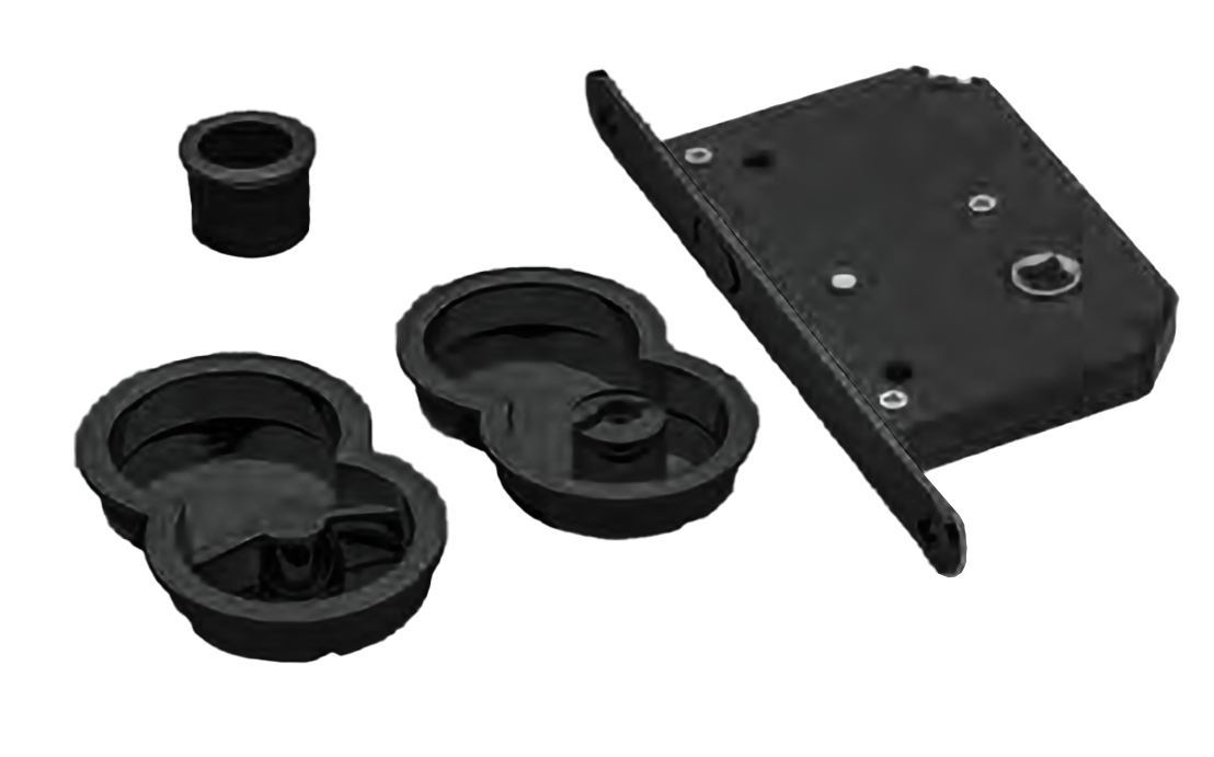 Ручки для раздвижных дверей INFINITY ART.85/B NERO с замком и заверткой, цвет - черный фото купить Уральск