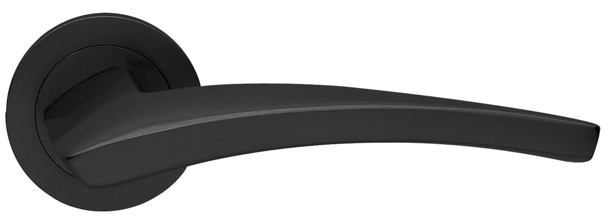 Ручка дверная WIND R2 NERO раздельная на круглой розетке, цвет черный, латунь фото купить в Уральске