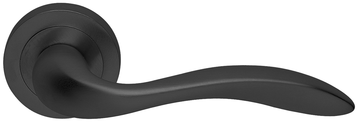 Ручка дверная LEON R2 NERO раздельная на круглой розетке, цвет черный, латунь фото купить в Уральске