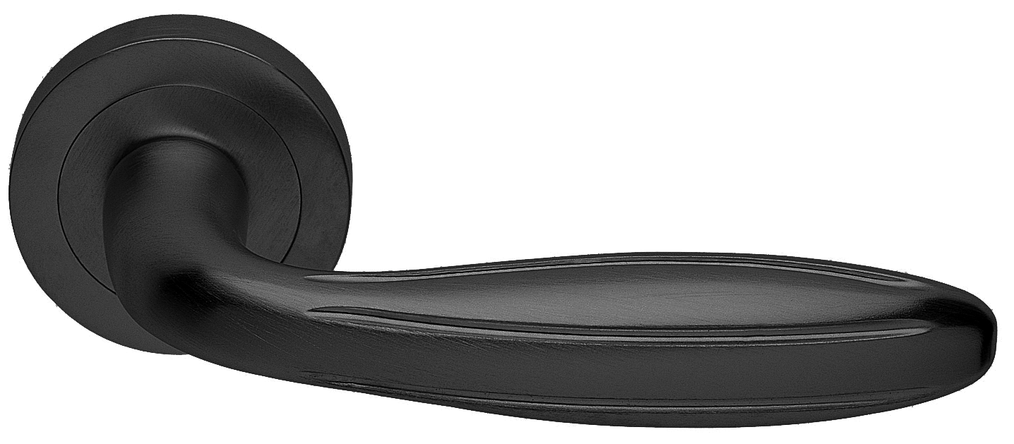 Ручка дверная BUD R2 NERO раздельная на круглой розетке, цвет черный, латунь фото купить в Уральске