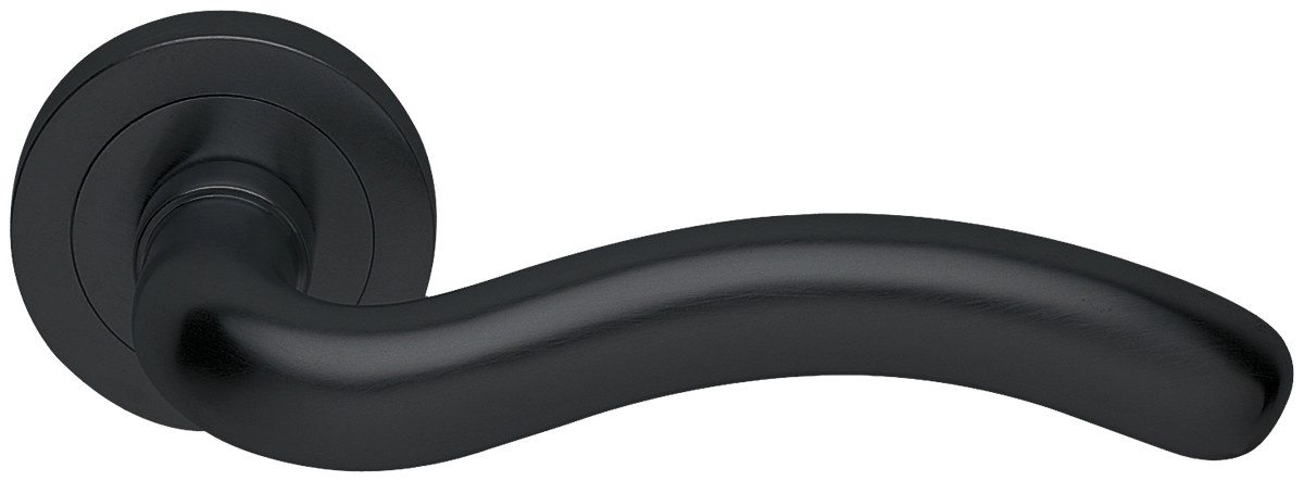 Ручка дверная SNAKE R2 NERO раздельная на круглой розетке, цвет черный, латунь фото купить в Уральске