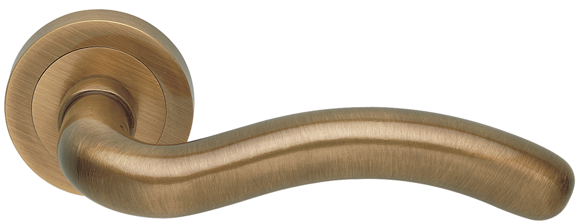 Ручка дверная SNAKE R2 BGO раздельная на круглой розетке, цвет матовая бронза, латунь фото купить в Уральске