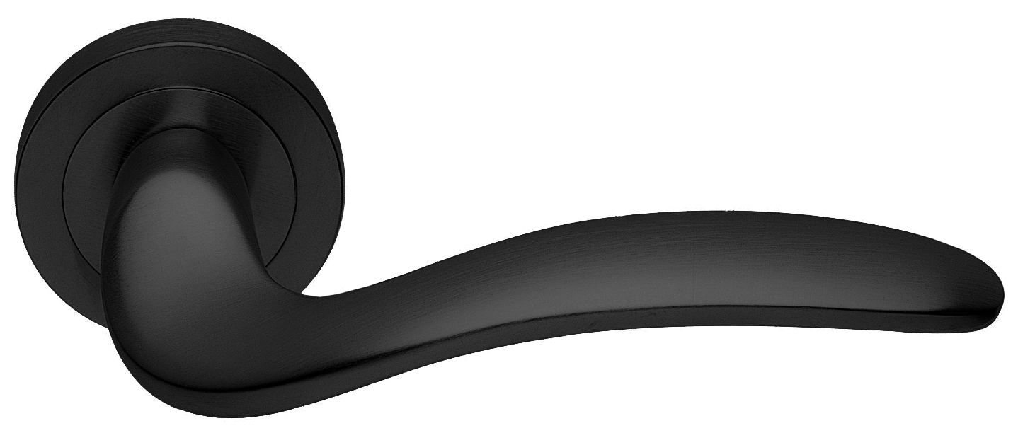 Ручка дверная COBRA R2 NERO раздельная на круглой розетке, цвет черный, латунь фото купить в Уральске