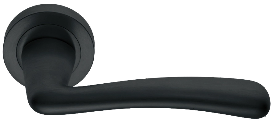 Ручка дверная COCKATOO R2 NERO раздельная на круглой розетке, цвет черный, латунь фото купить в Уральске