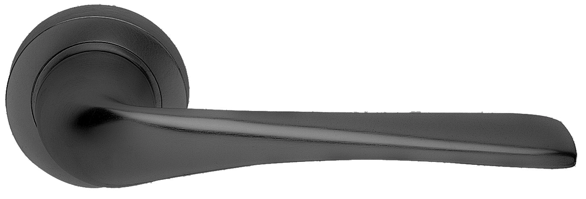 Ручка дверная LE MANS R2 NERO раздельная на круглой розетке, цвет черный, латунь фото купить в Уральске