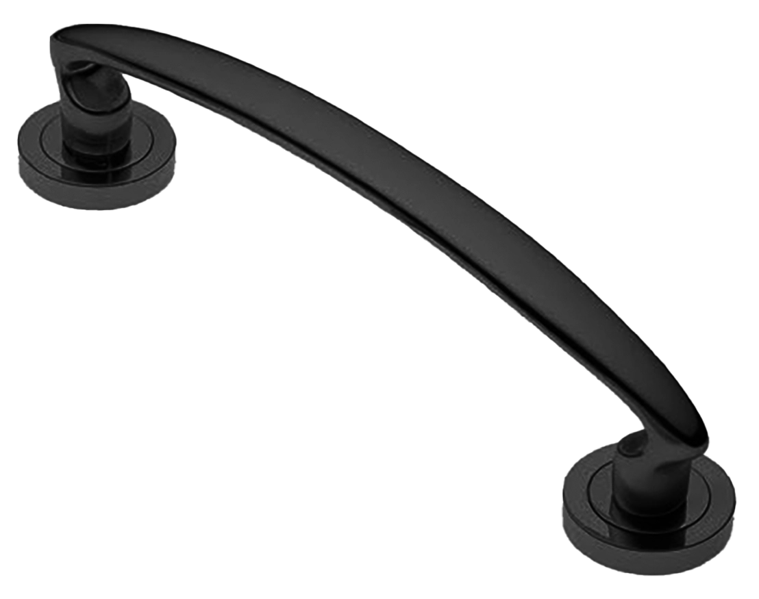 Ручка-скоба дверная FLAMINGO PH NERO на круглой розетке, цвет черный, латунь фото купить в Уральске