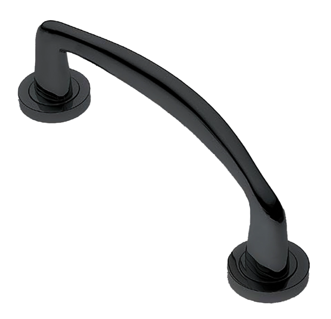 Ручка-скоба дверная COCKATOO PH NERO на круглой розетке, цвет черный, латунь фото купить в Уральске