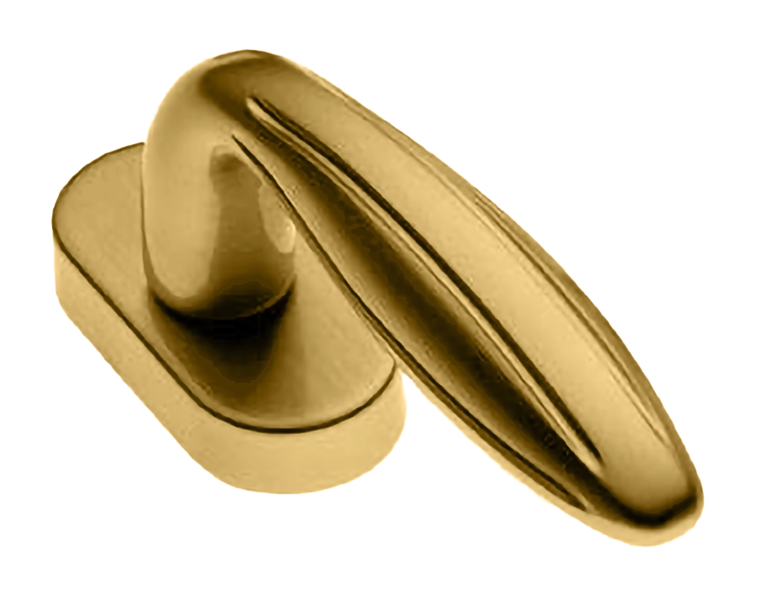 Ручка оконная BUD W1 OSA на прямоугольной розетке, цвет матовое золото, латунь фото купить в Уральске