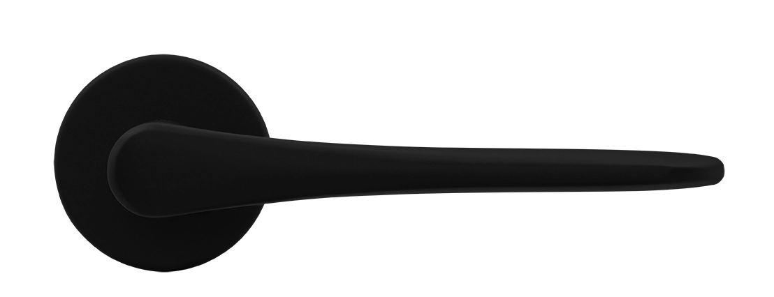 Ручка дверная AULA R5 NERO-ST на круглой розетке, цвет черный soft-touch, ЦАМ фото купить в Уральске