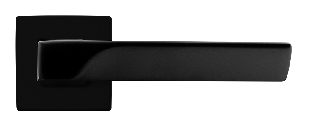 Ручка дверная FIORD S5 NERO-ST на квадратной розетке цвет черный soft-touch, ЦАМ фото купить в Уральске