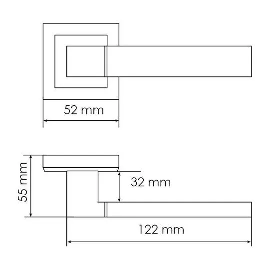 Комплект дверных ручек MH-28 BL-S + сантехническая завертка MH-WC-S BL + защёлка бесшумная 1895P BL + петли врезные универсальные MSN 100X70X2.5-4BB BL (2шт), цвет черный фото купить в Уральске
