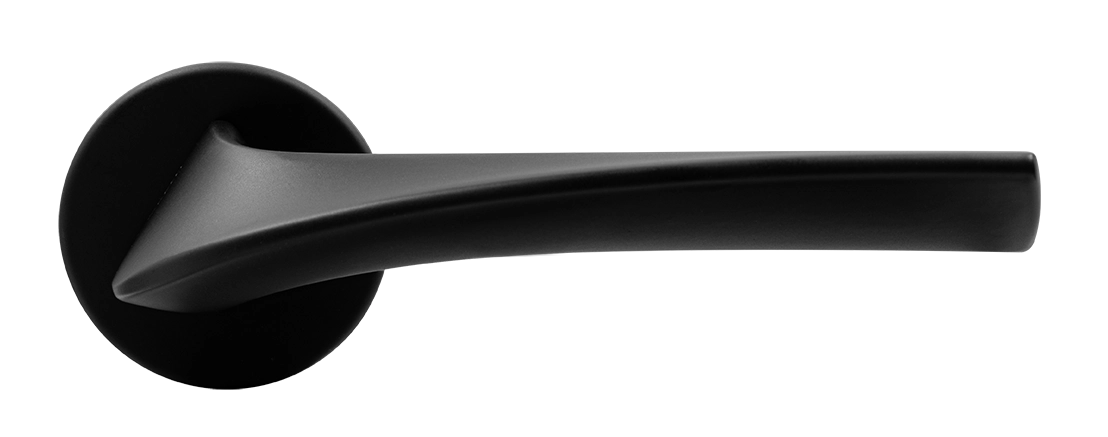 Ручка дверная COMETA R5 NERO-ST на круглой розетке цвет черный soft-touch, ЦАМ фото купить в Уральске
