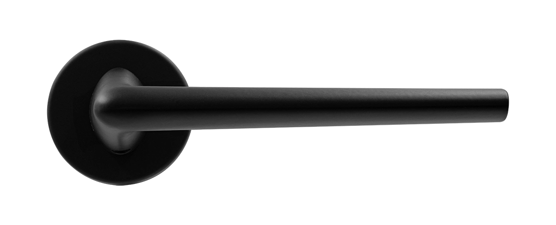 Ручка дверная THE FORCE R5 NERO-ST на круглой розетке, цвет черный soft-touch, ЦАМ фото купить в Уральске