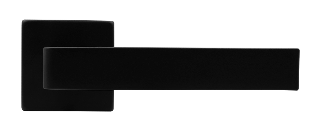 Ручка дверная HORIZONT S5 NERO-ST на квадратной розетке, цвет черный soft-touch, ЦАМ фото купить в Уральске
