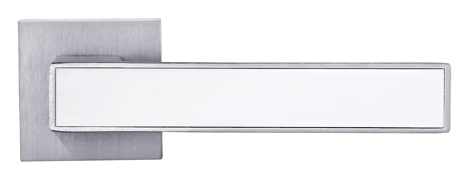 Ручка дверная SULLA MH-48-S6 SSC/W раздельная на квадртаной розетке, цвет суперматовый хром/белый, ЦАМ фото купить в Уральске