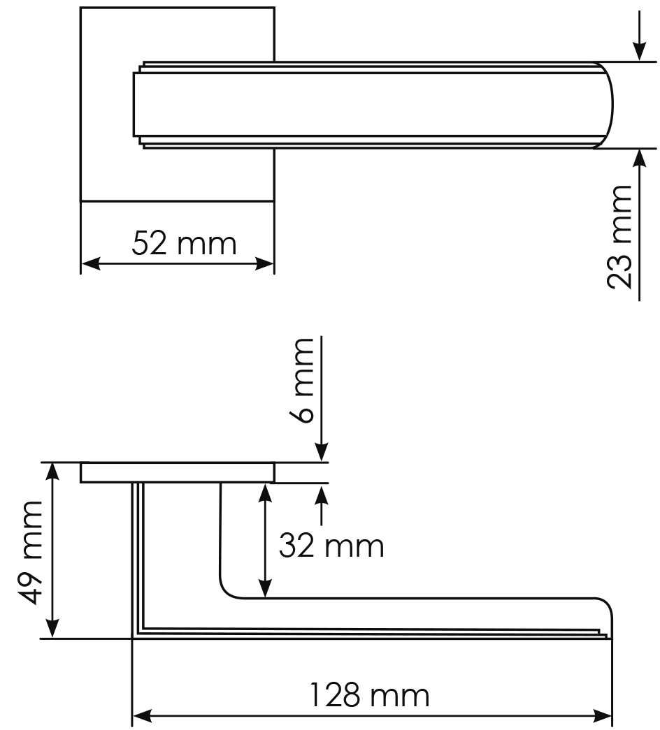 Ручка дверная MH-64-S6 ASC STEPS на квадратной розетке, цвет анодированный матовый хром, ЦАМ фото фурнитура Уральск