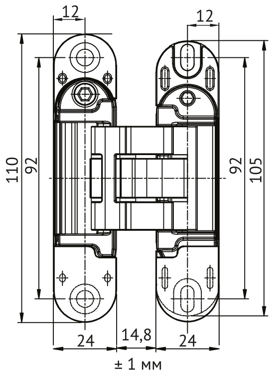 Петля скрытая HH-28 B врезная с 3D-регулировкой вес полотна до 40 кг, цвет черный фото купить в Уральске