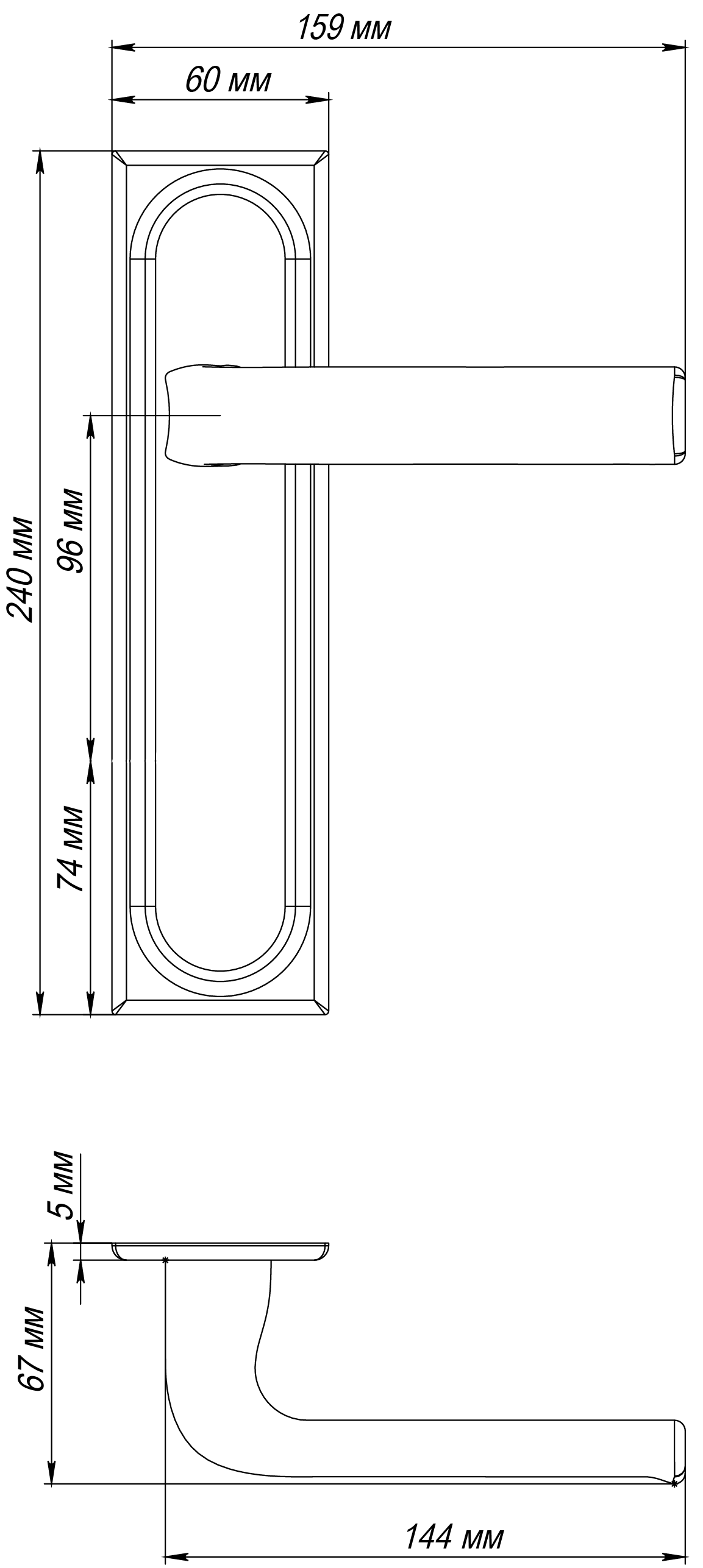 Ручка дверная THE BUS STATION PLS SST на планке, цвет Летняя гроза/Summer Storm фото фурнитура Уральск