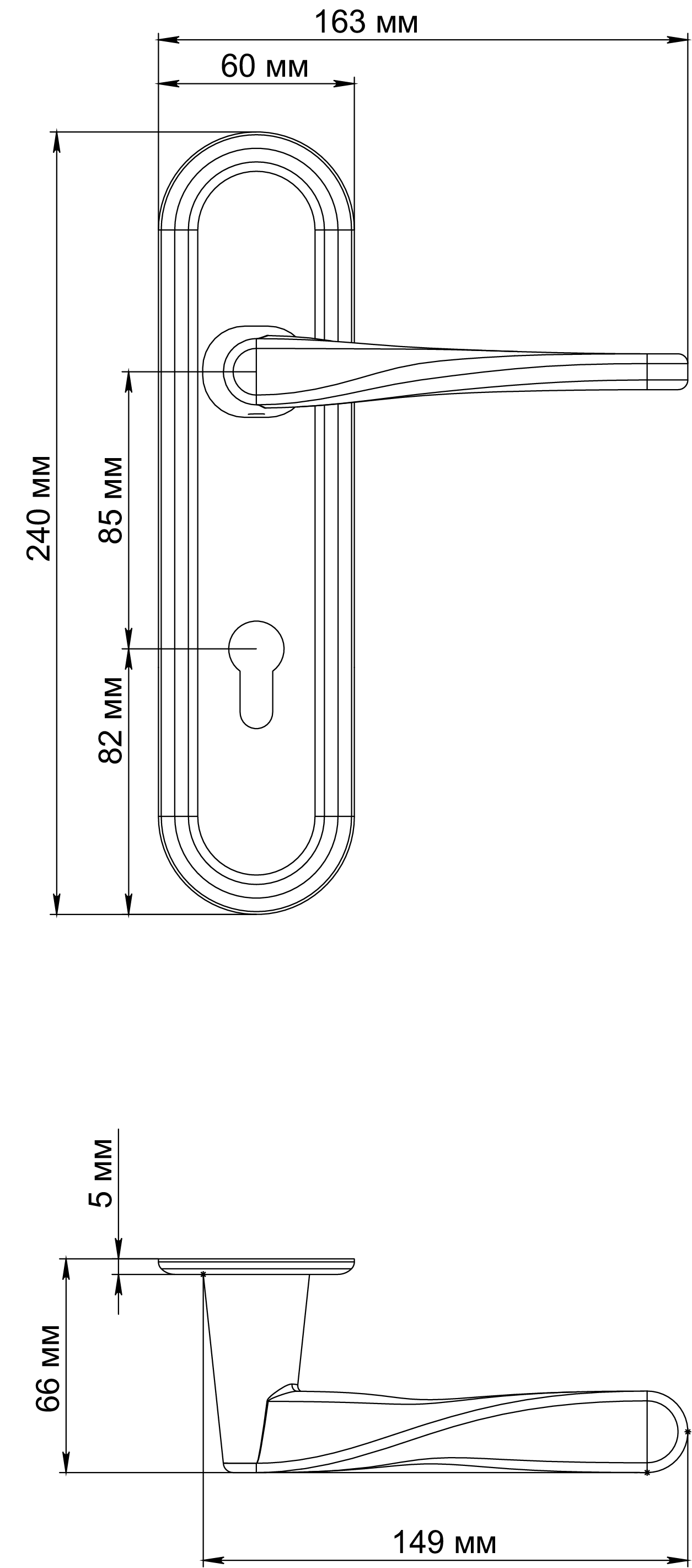 Ручка дверная THE OLYMPICS PLR KH SSW на планке под ключевой цилиндр, цвет Стокгольмский снегопад/Stockholm Snowfall фото купить в Уральске