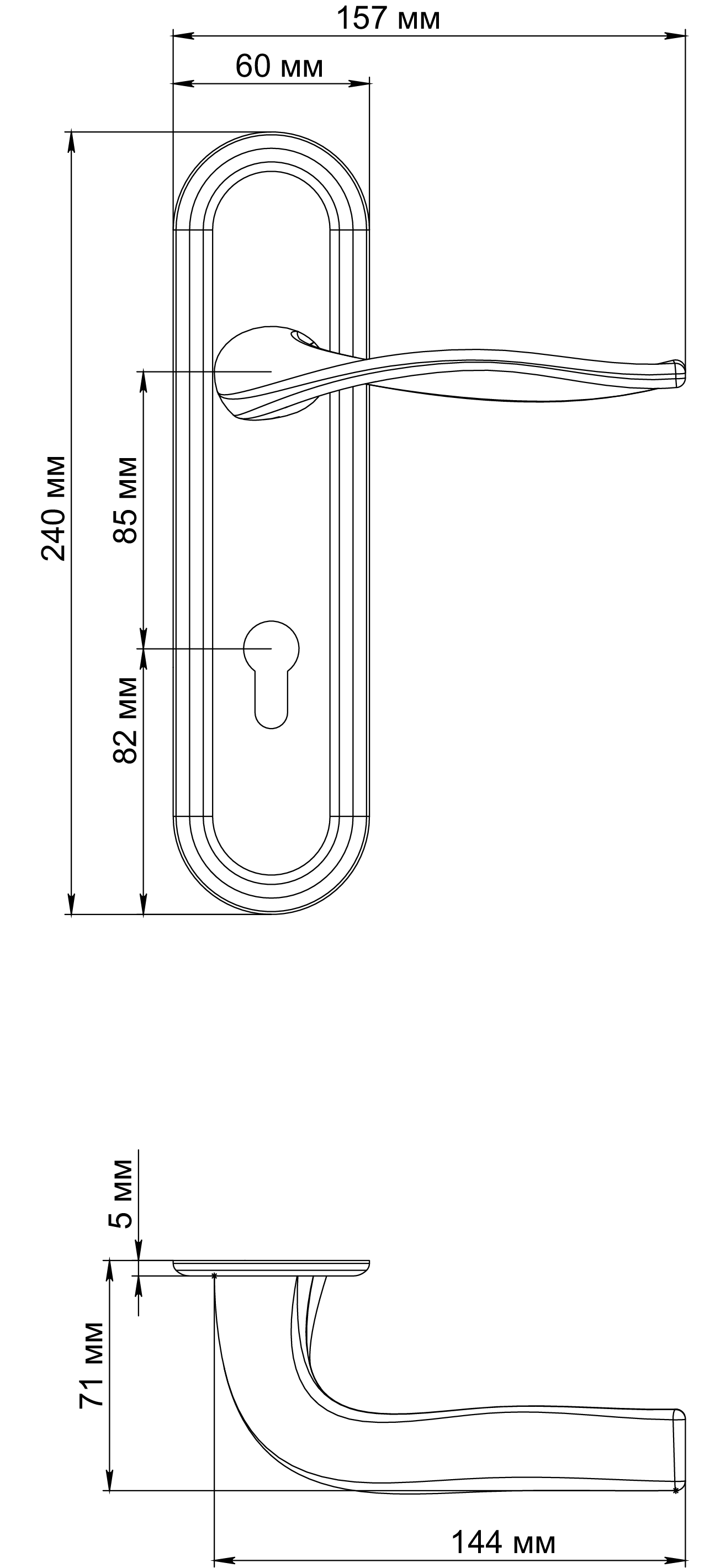 Ручка дверная SKYSCRAPER PLR KH SMI на планке под ключевой цилиндр, цвет Весенняя дымка/Spring Mist фото купить в Уральске