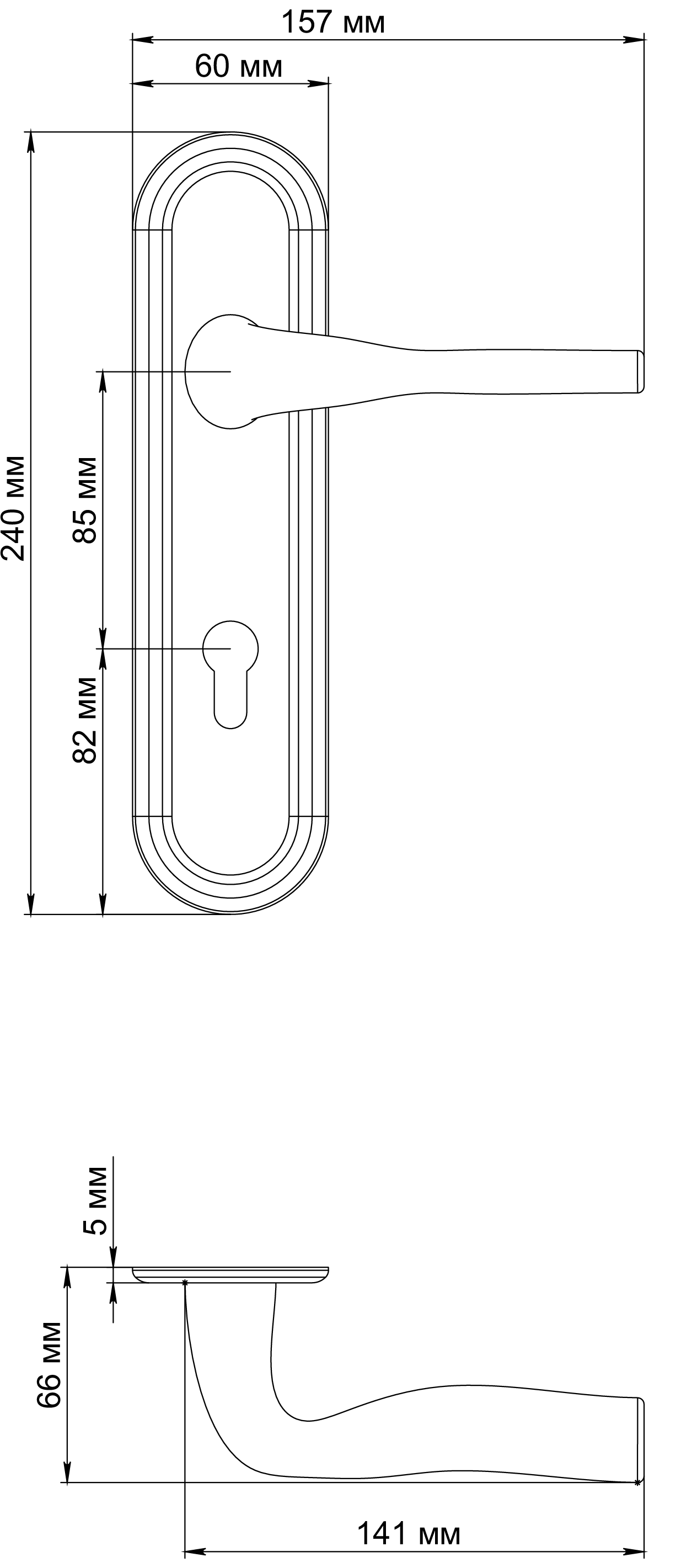 Ручка дверная LVB PLR KH WF на планке под ключевой цилиндр, цвет Зимняя стужа/Winter Frost фото купить в Уральске