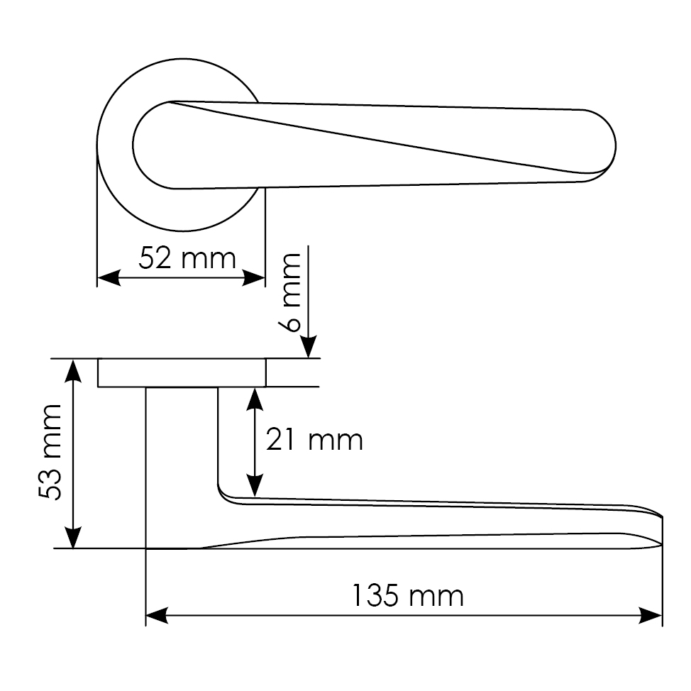 CAYAN - ручка дверная  на круглой розетке 6 мм, MH-58-R6 BL,  цвет - чёрный фото фурнитура Уральск
