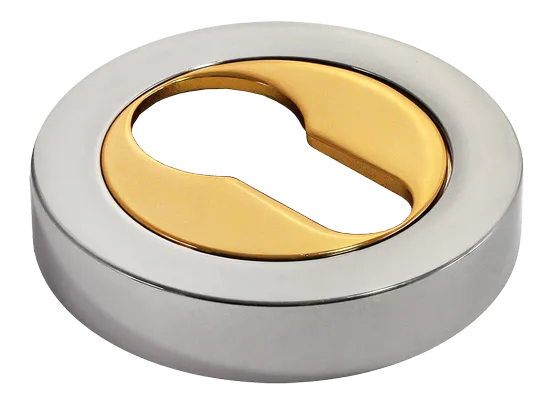 LUX-KH-R2 COT, накладка на евроцилиндр, цвет - глянцевый хром/золото фото купить Уральск