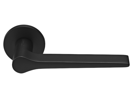 LAND ручка дверная  на круглой розетке 6 мм, MH-60-R6 BL, цвет - чёрный фото купить Уральск